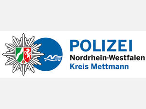 Bild vergrößern: Wappen der Polizei NRW verbunden mit einem blauen Kreis mit den Symbolen des Kreises Mettmann, daneben die Aufschrift: "Polizei. Nordrhein Westfalen. Kreis Mettmann".