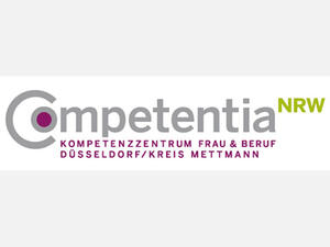 Bild vergrößern: Logo des Competentia NRW mit der Aufschrift Competentia NRW, Kompetenzzentrum Frau und Beruf, Düsseldorf, Kreis Mettmann.