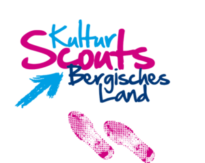 Bild vergrößern: Ein Fußabdruck und ein Pfeil zeigen auf die Aufschrift "Kultur Scouts Bergisches Land".