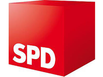 Bild vergrößern: Ein roter Wrfel mit der weien Aufschrift "SPD".